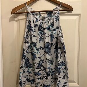 Loft Floral Blue and White Women's  spaghetti strap Top - size large